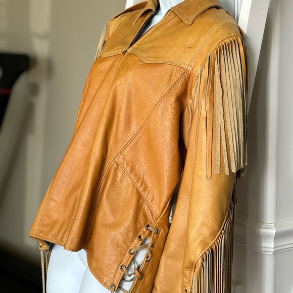 Branded Leather Fringed Custom Leather Jacket - Picture 2 of 5